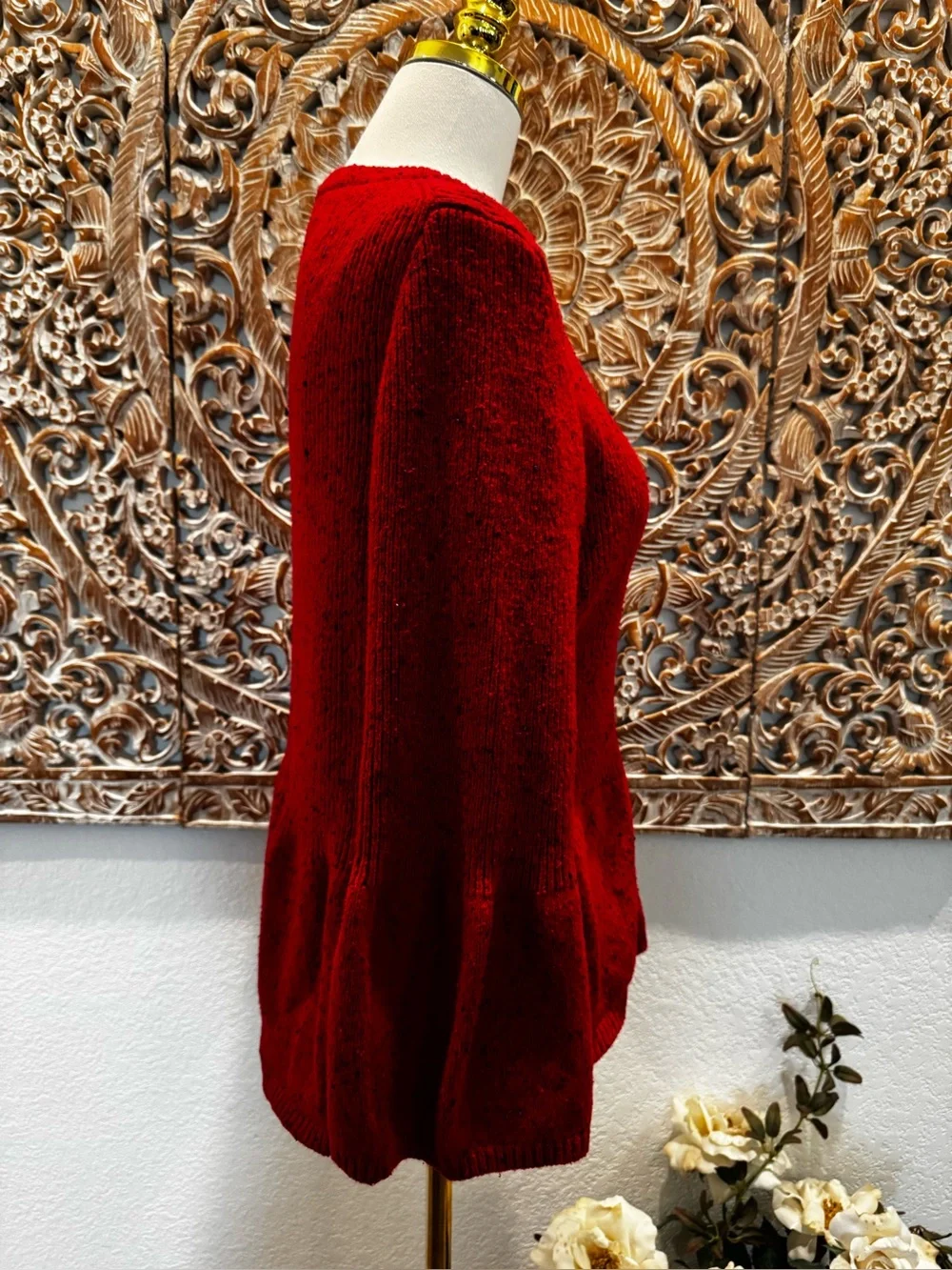 Coldwater Creek Red Peplum Button-Front Cardigan, Preppy Classic Academia- sz M - Picture 8 of 15